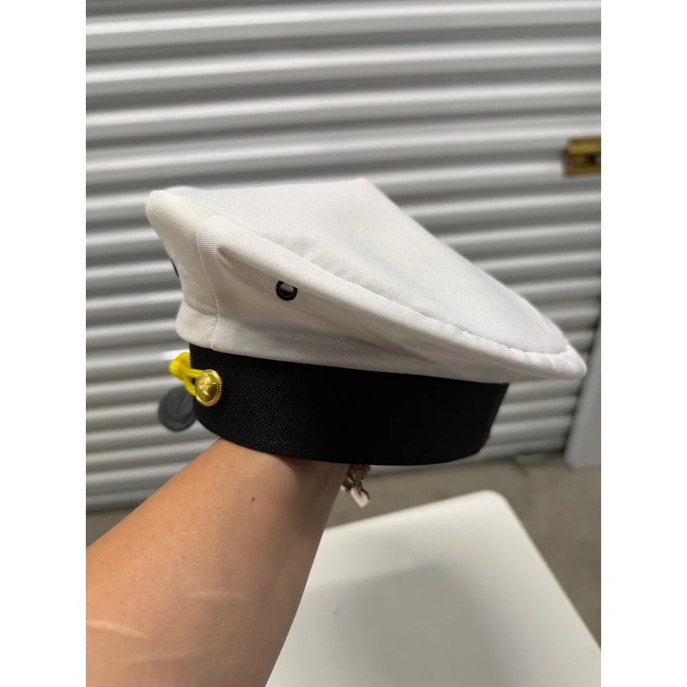 Funny Party Hats Captain Hat White Yacht Sailor Cap Costume Accessory Nautical